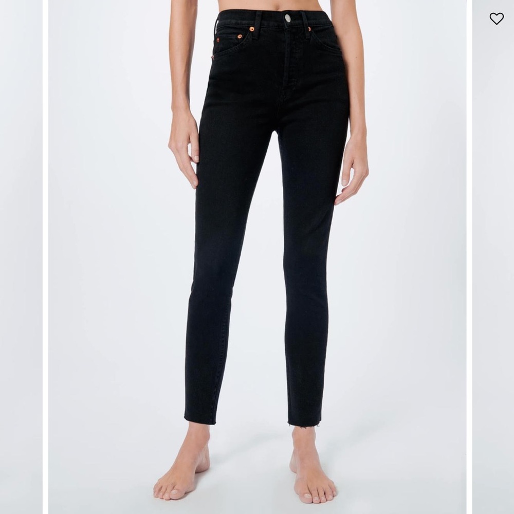 Re/done high rise ankle crop skinny jeans
